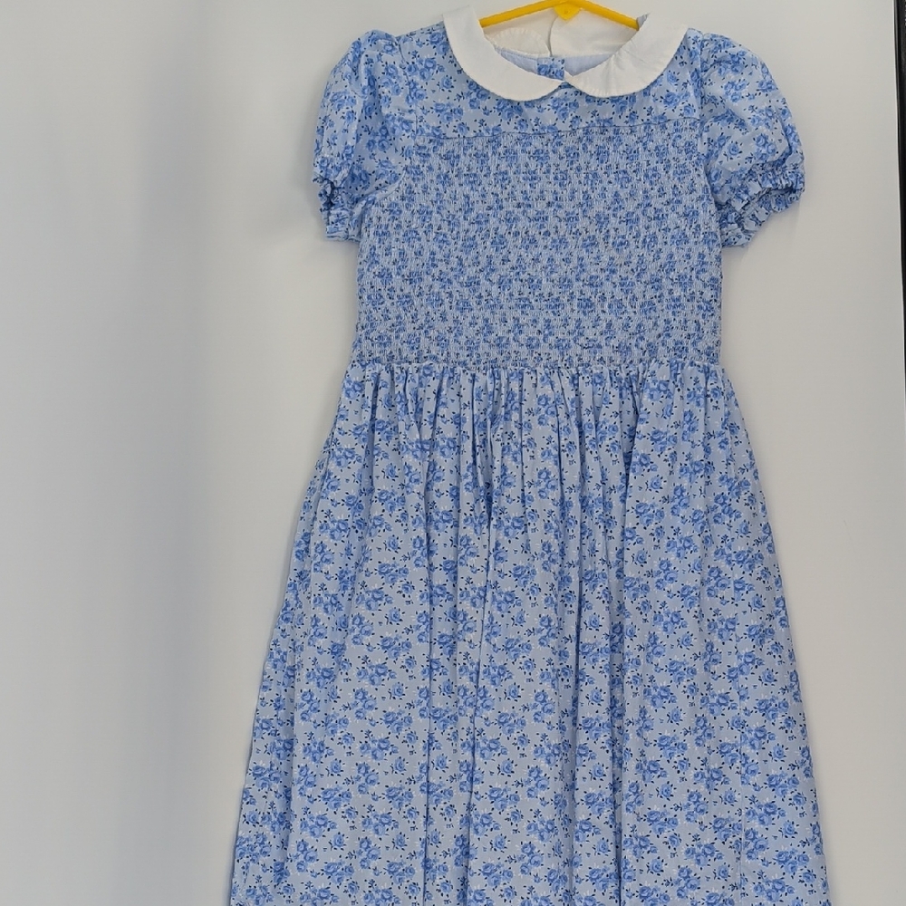Janie and Jack Blue Floral Dress with White Collar